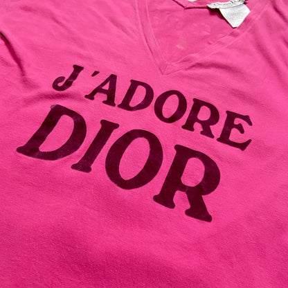 Christian Dior Fall 2003 Galliano “J’adore Dior” pink low neckline tee 42