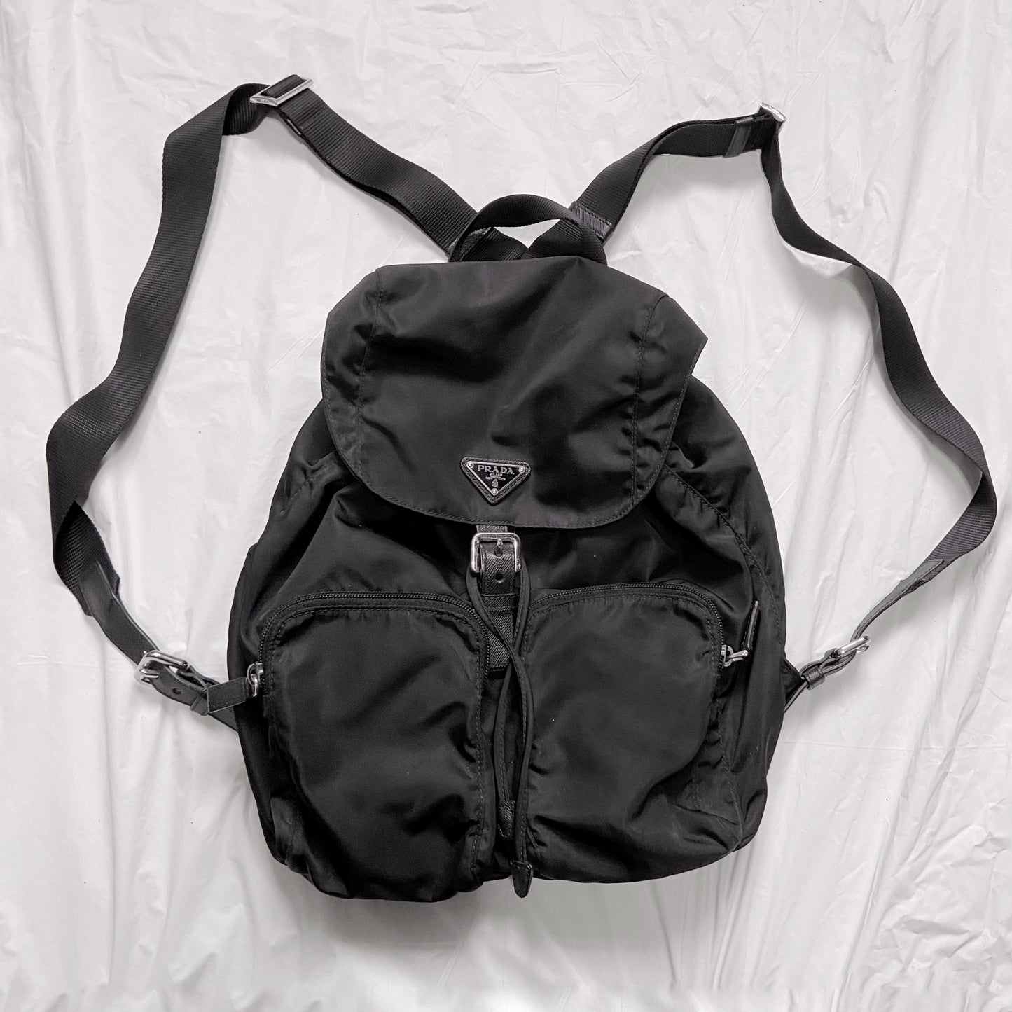 Prada Classic Nylon Drawstring backpack with zips