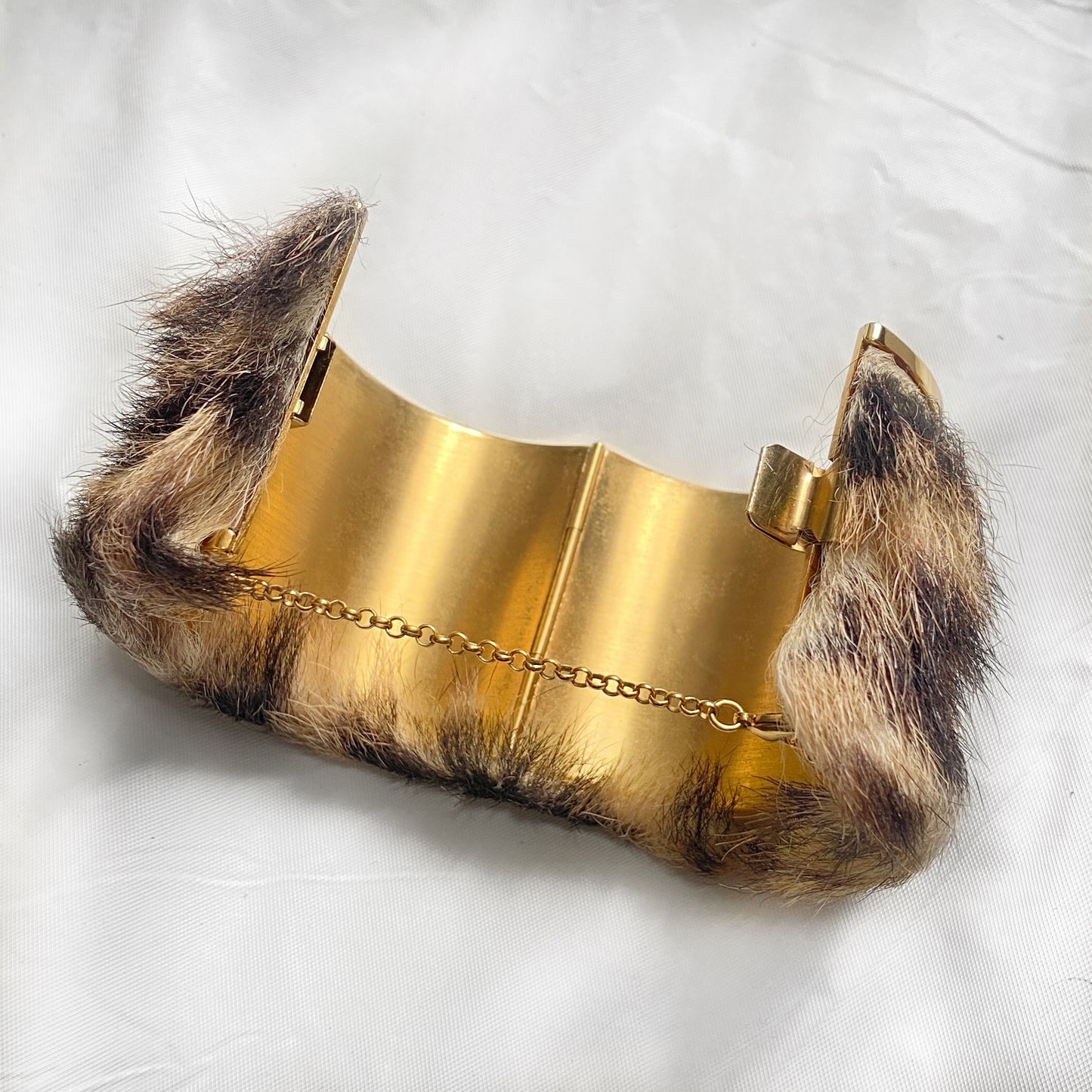 CÉLINE Phoebe Philo Leopard Fur gold bracelet