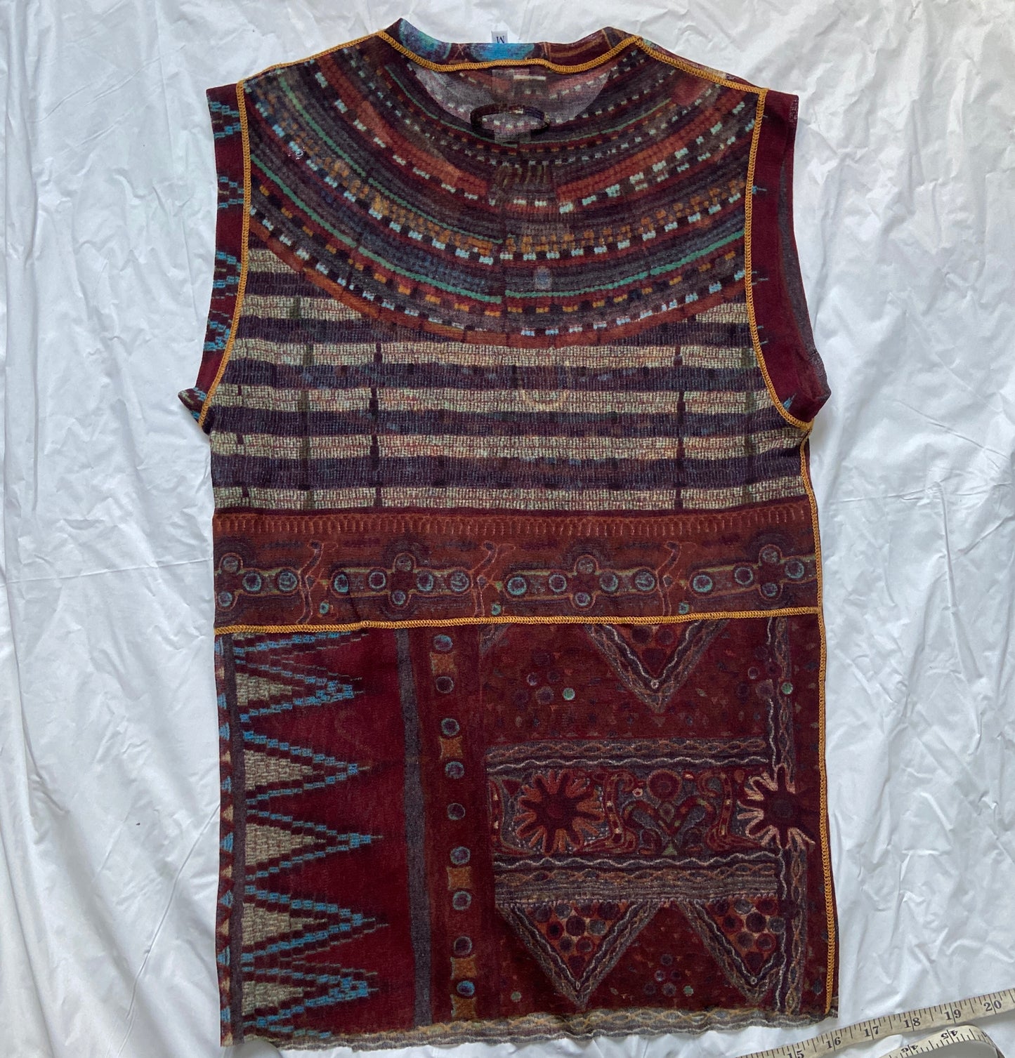 Jean Paul Gaultier tribal trompe l'oeil tattoo mesh tank top M