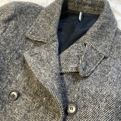 Dior homme grey wool blend military peacoat jacket 46