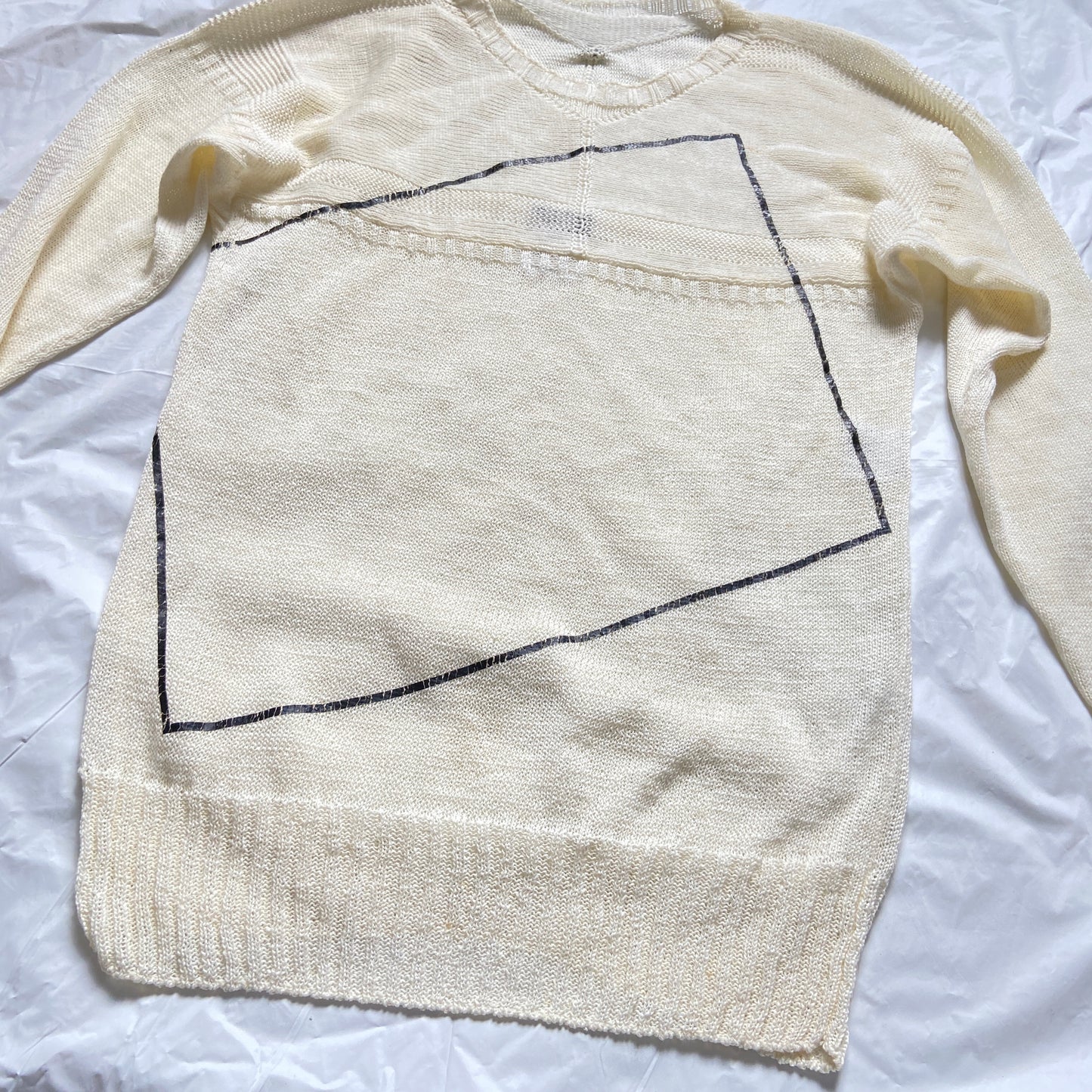 Chanel ss12 Karl square line geometric knit sweater