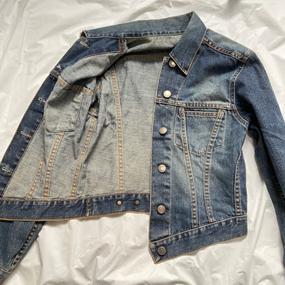 Gucci tom ford 2000 blue cropped denim jacket shirt