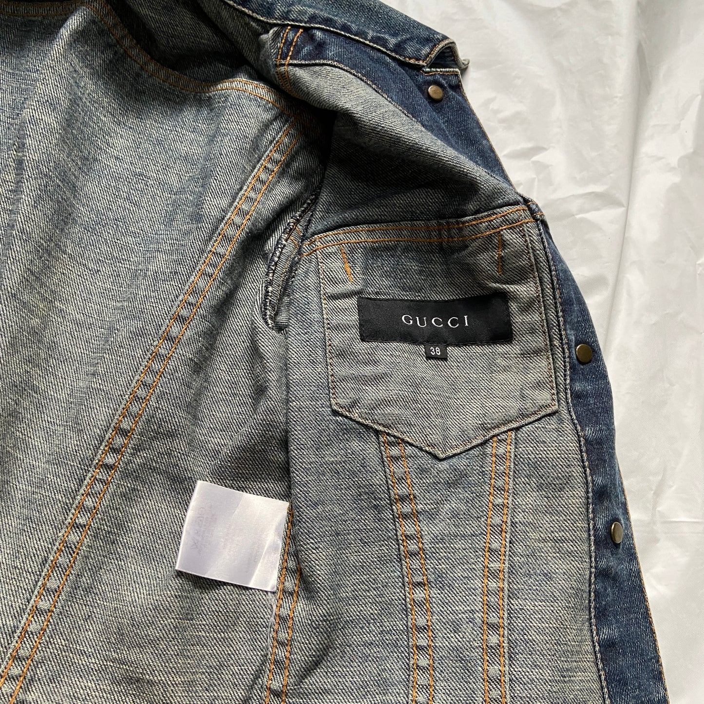 Gucci tom ford 2000 blue cropped denim jacket shirt