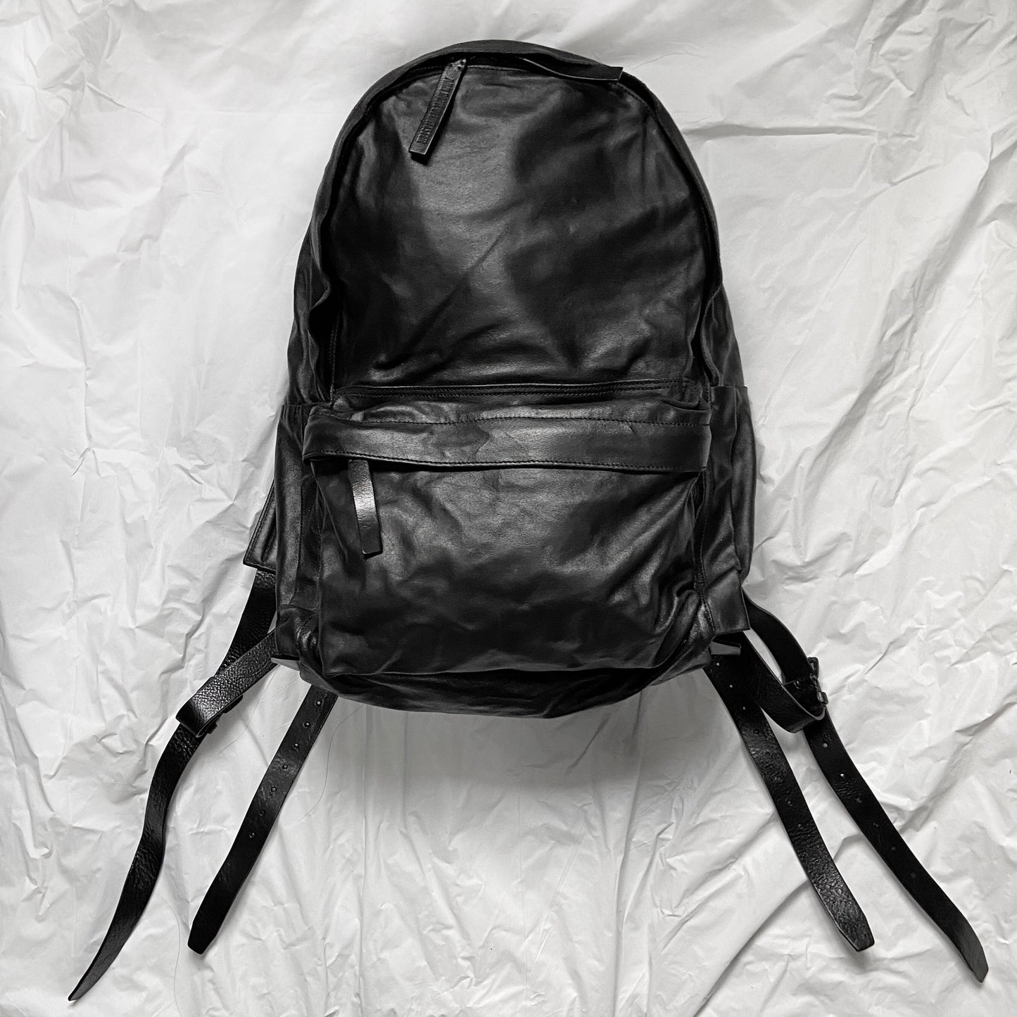 Ann Demeulemeester 2014 spring  black soft leather bondage backpack