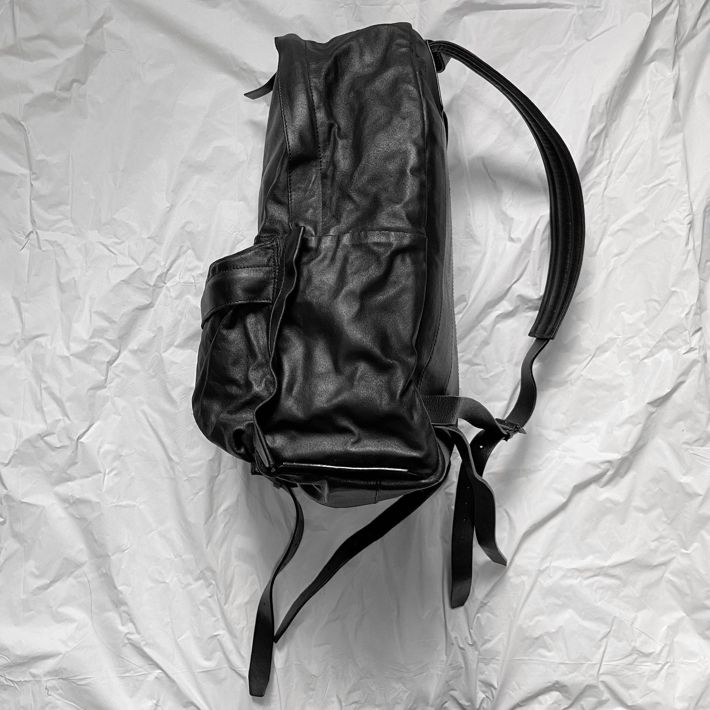 Ann Demeulemeester 2014 spring  black soft leather bondage backpack