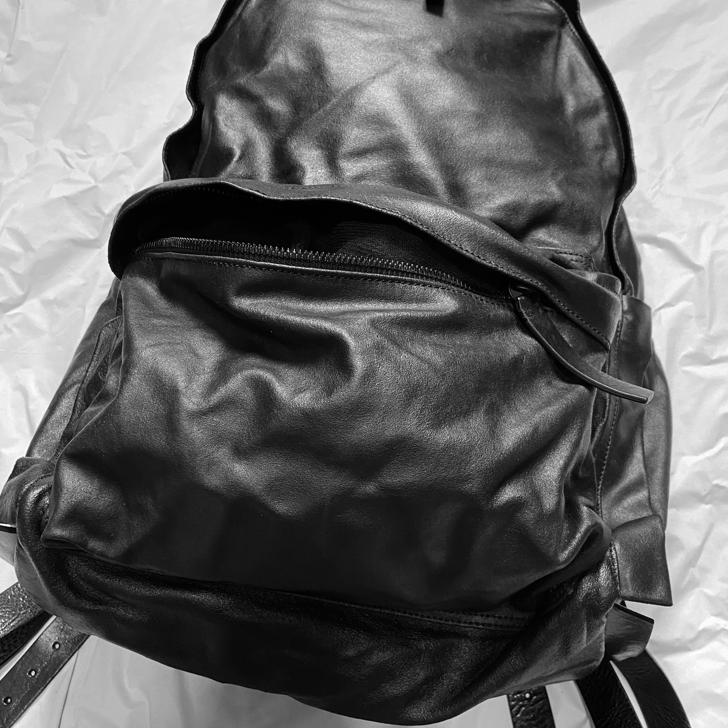 Ann Demeulemeester 2014 spring  black soft leather bondage backpack