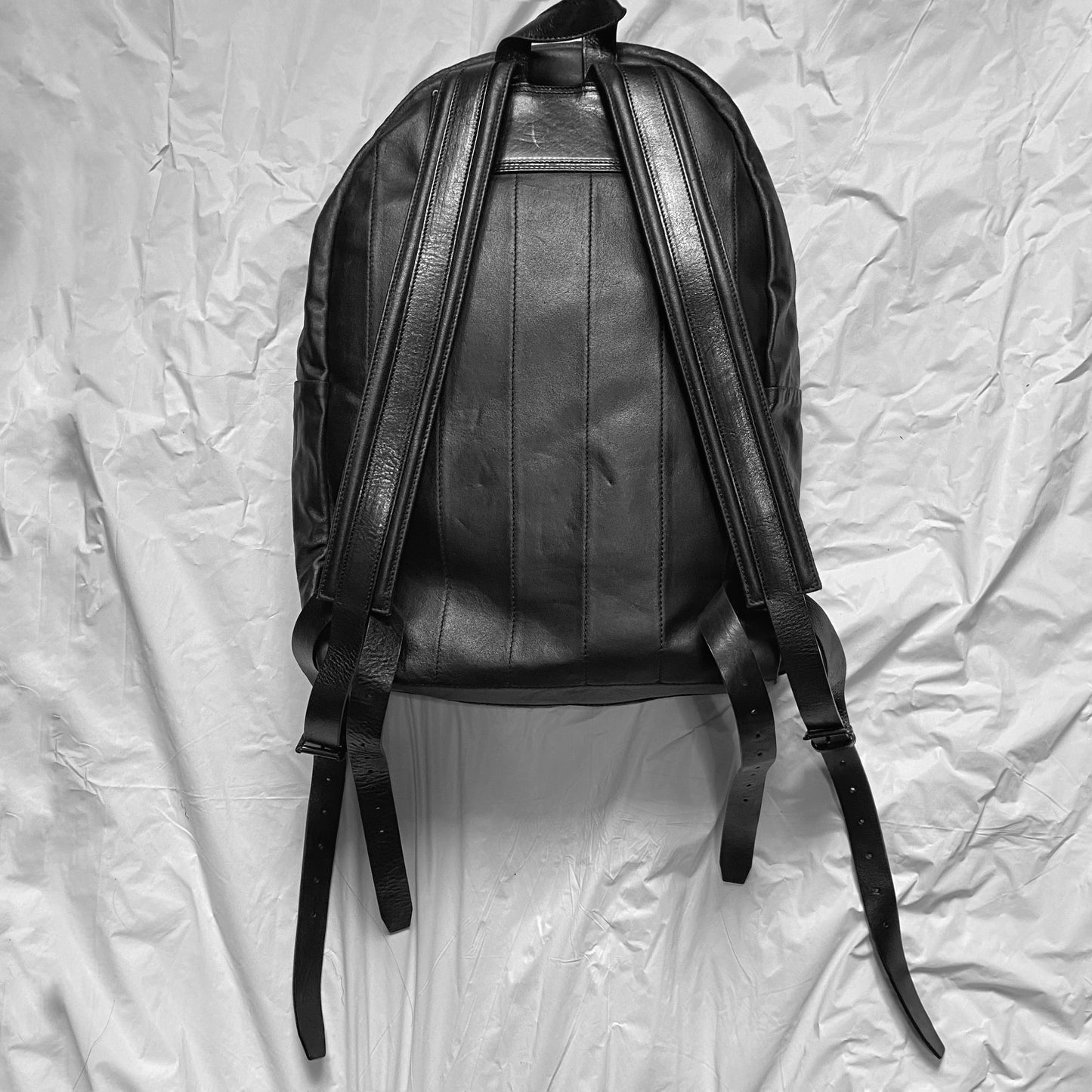 Ann Demeulemeester 2014 spring  black soft leather bondage backpack