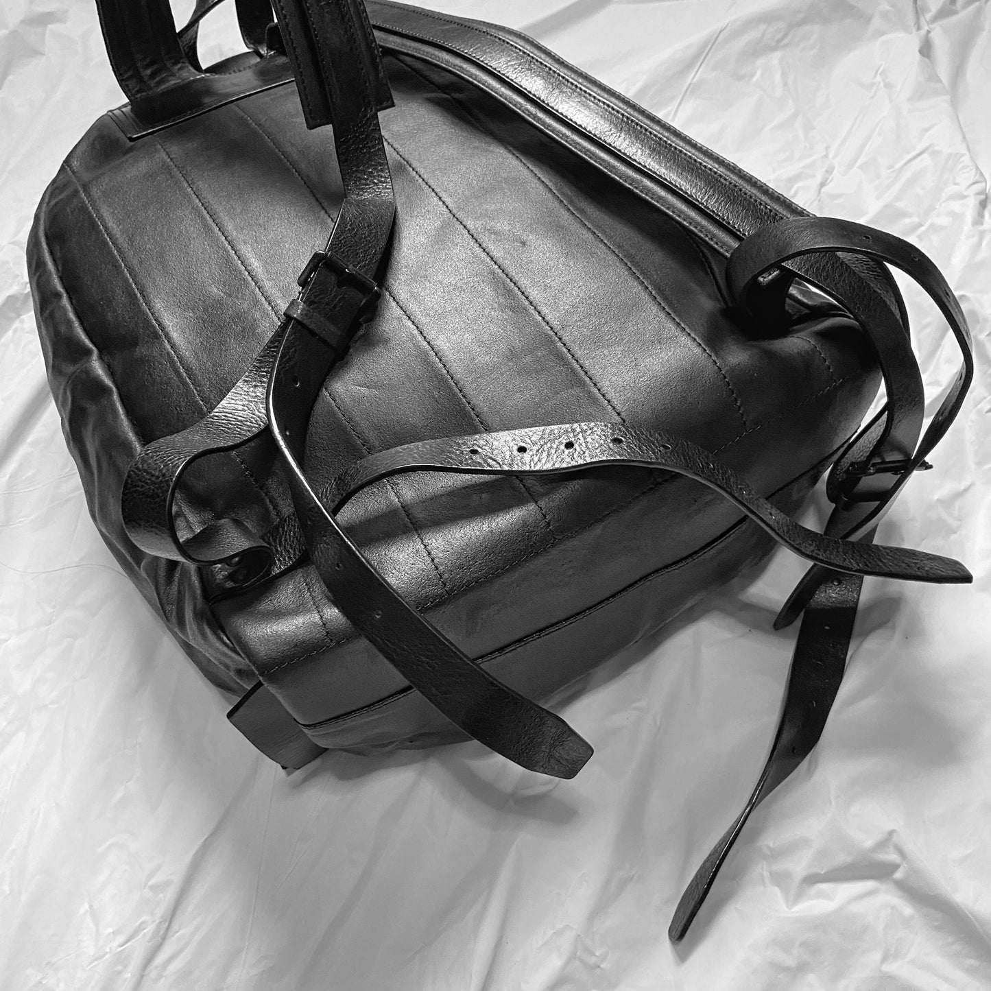 Ann Demeulemeester 2014 spring  black soft leather bondage backpack