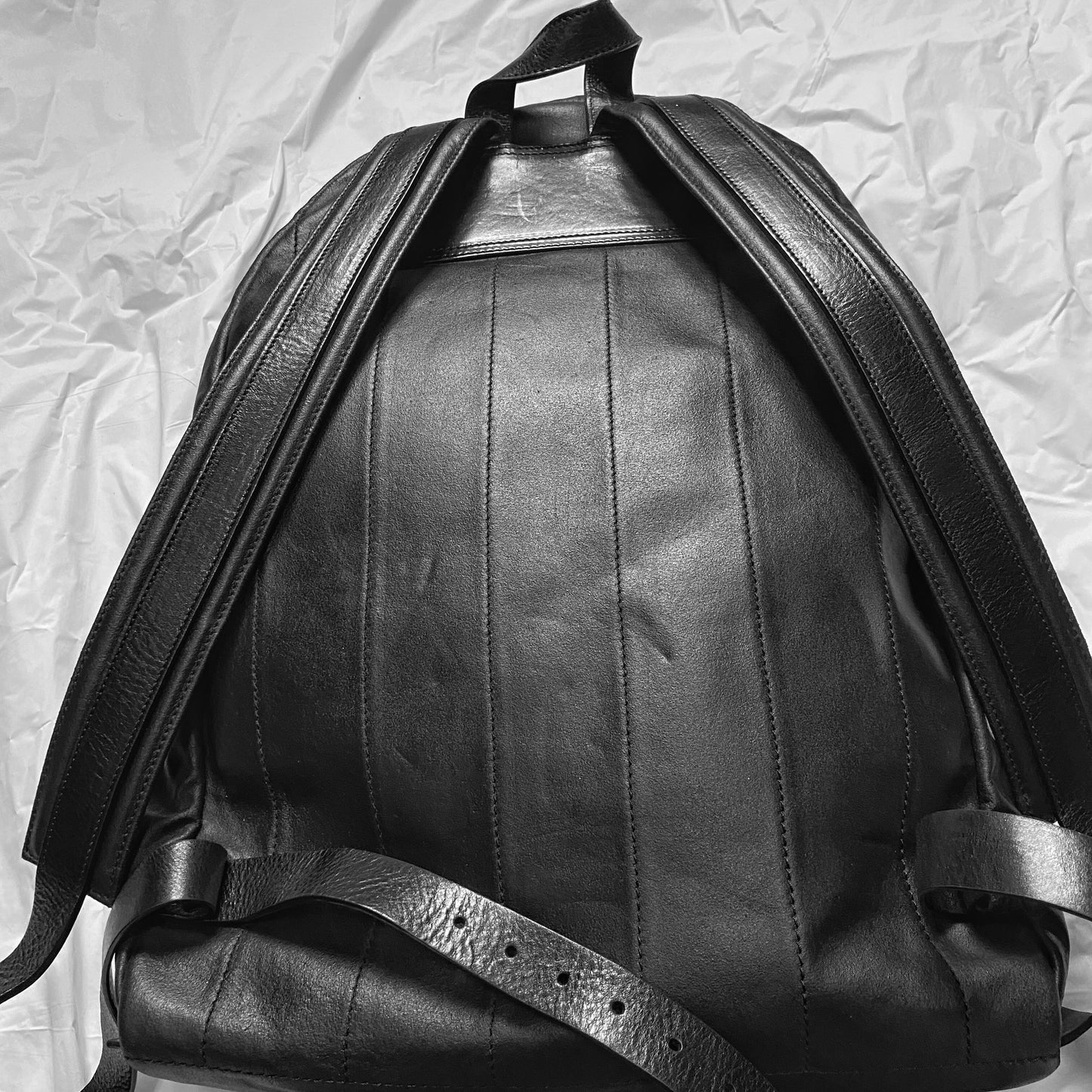 Ann Demeulemeester 2014 spring  black soft leather bondage backpack