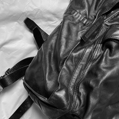 Ann Demeulemeester 2014 spring  black soft leather bondage backpack