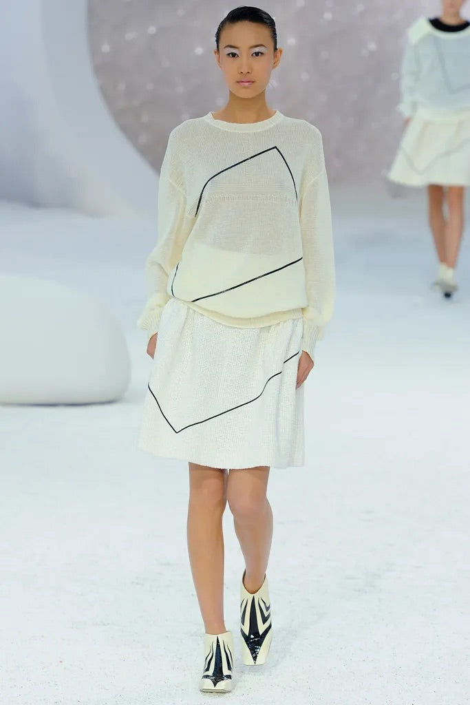 Chanel ss12 Karl square line geometric knit sweater