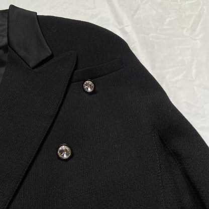 Gianni Versace 1987 fall cropped power shoulder wool silk blazer 40