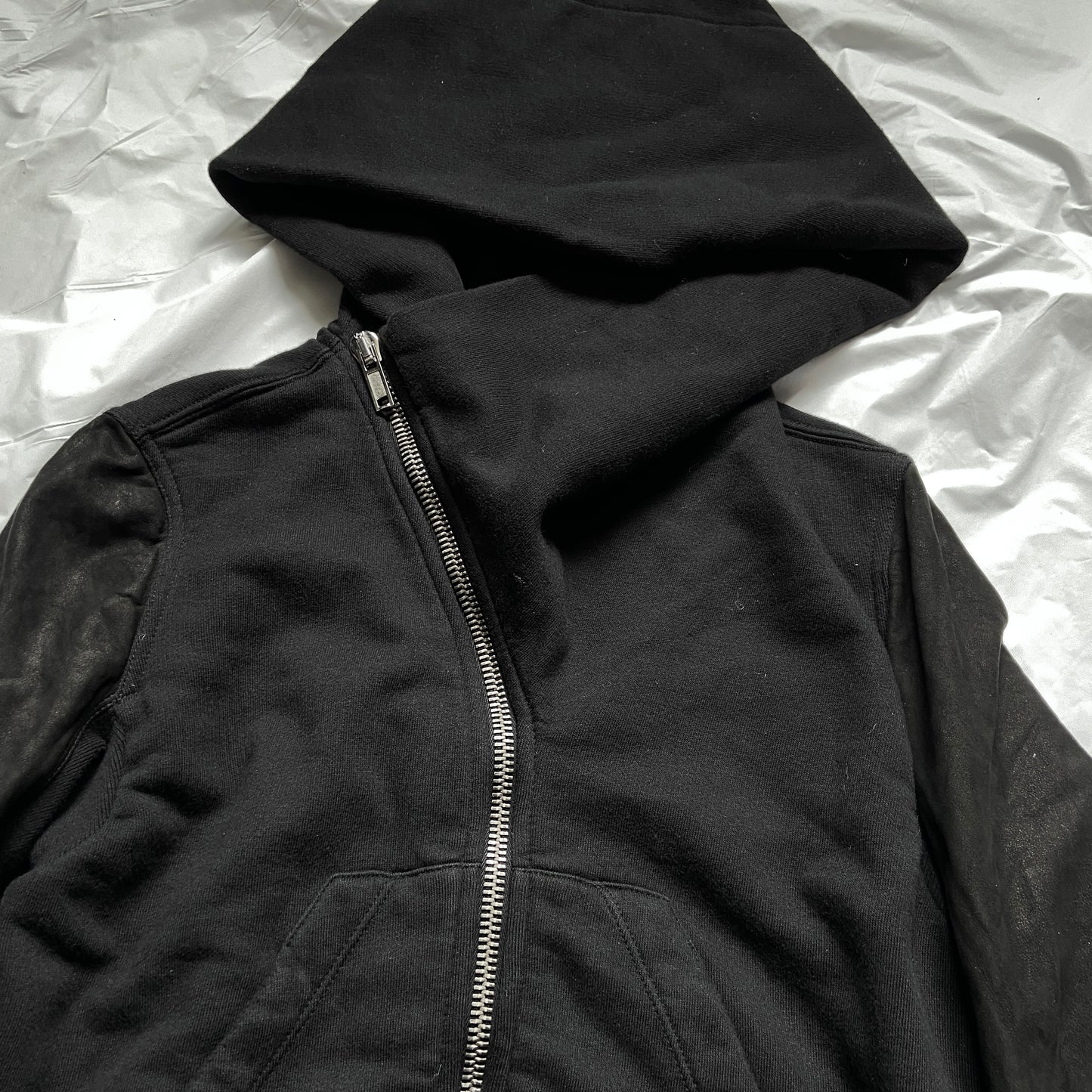 Rick owens drkshdw leather sleeved mountain hoodie jacket S