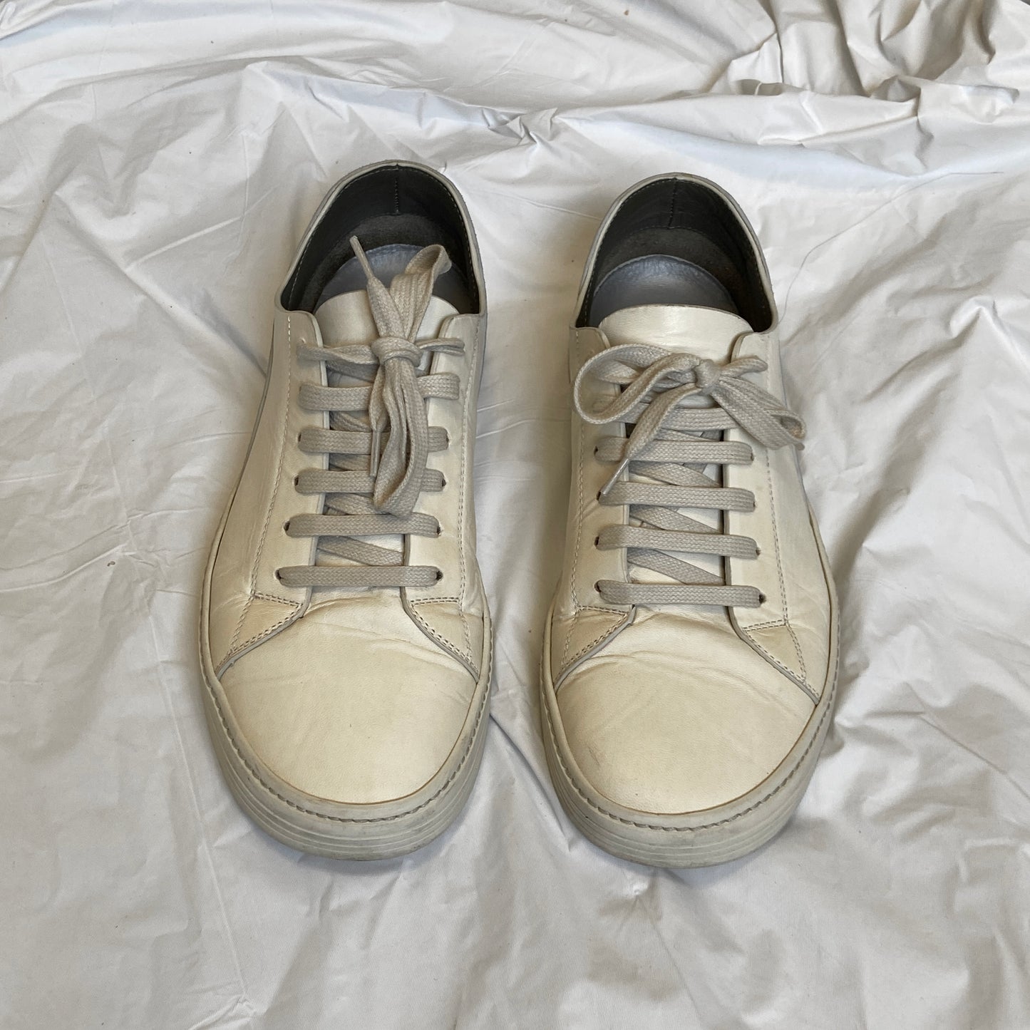 Rick Owens low milk pearl white geothrashers 41