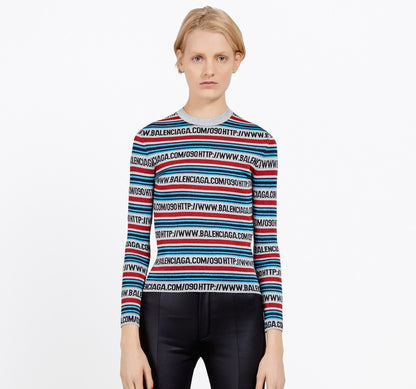 Balenciaga Website Url glitter jacquard knit striped sweater top 38