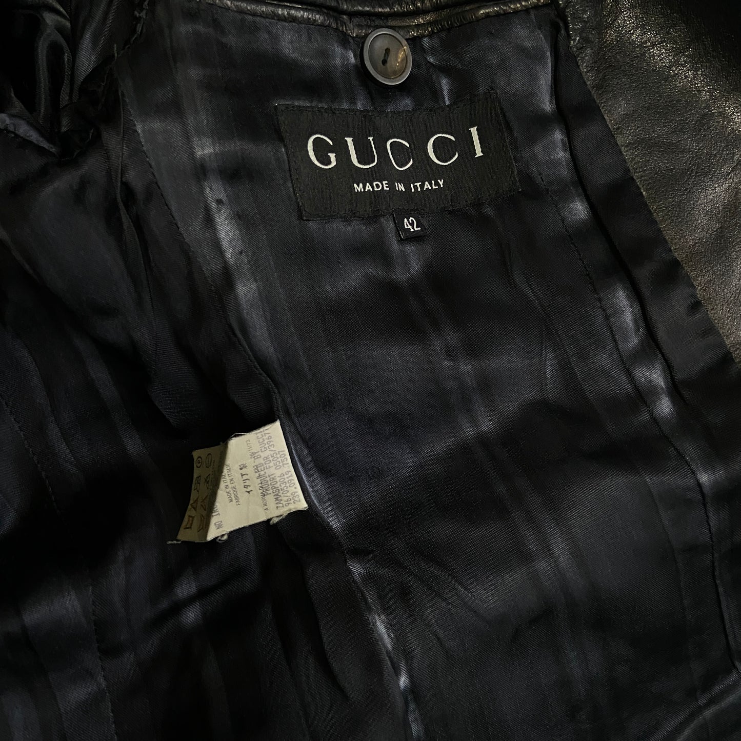 Gucci 1996fw black leather blazer 42