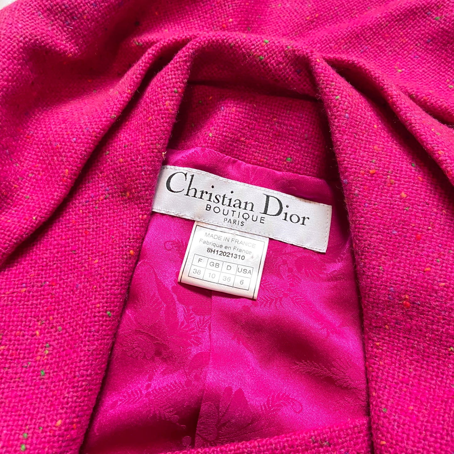 Dior fw1998 galliano pink sprinkle wool blazer coat bar jacket