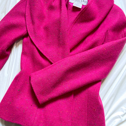 Dior fw1998 galliano pink sprinkle wool blazer coat bar jacket