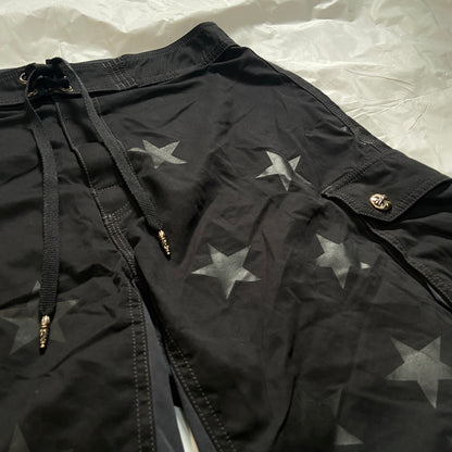 Chrome hearts stars leather patch silver swim shorts 36