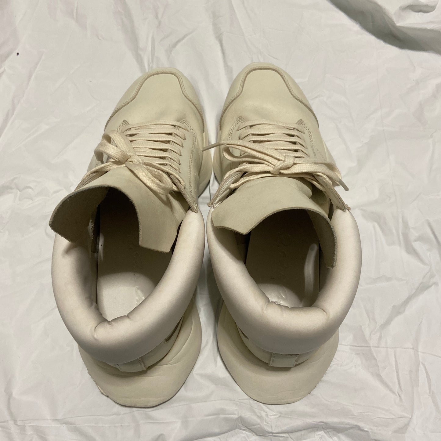 Rick owens adidas white leather suede runner 43.5