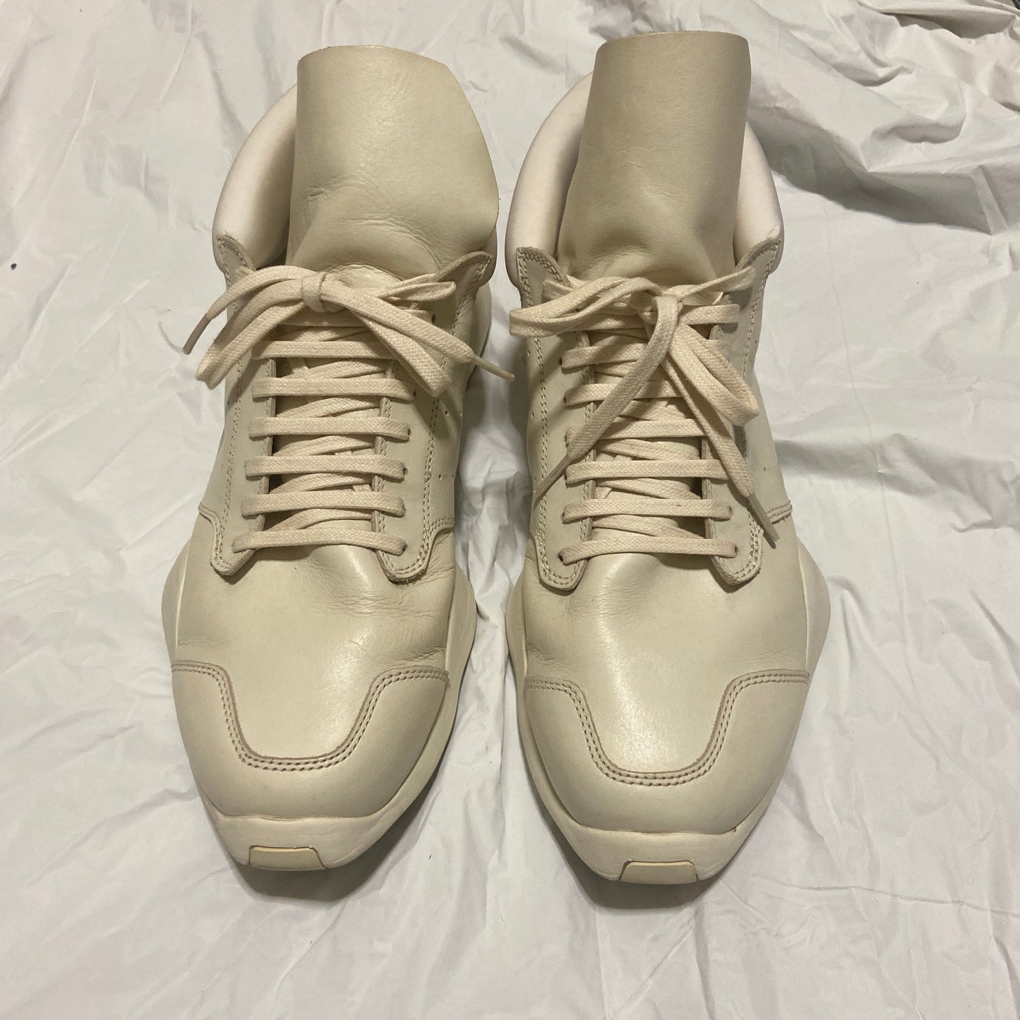 Rick owens adidas white leather suede runner 43.5