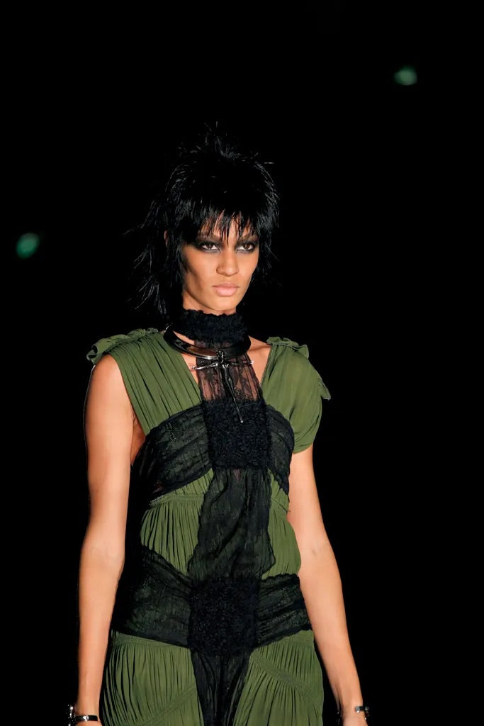 Jean Paul Gaultier spring 2011 green pleated ruffles maxi dress