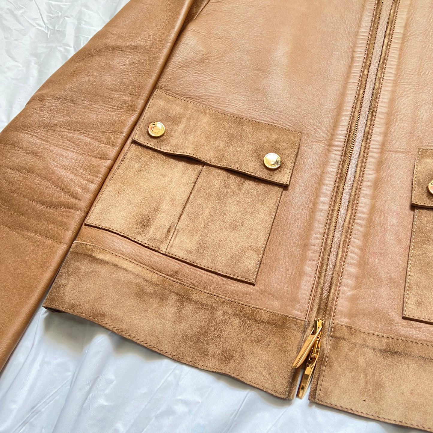 Gucci fall 2001 Tom Ford beige gold zip leather jacket