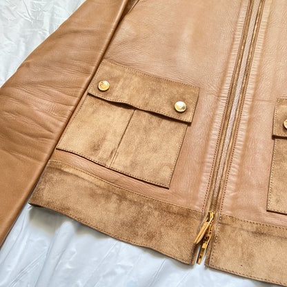 Gucci fall 2001 Tom Ford beige gold zip leather jacket