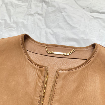 Gucci fall 2001 Tom Ford beige gold zip leather jacket