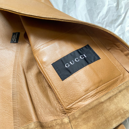 Gucci fall 2001 Tom Ford beige gold zip leather jacket