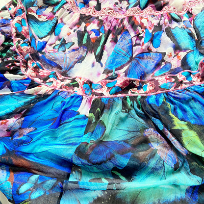 Jean Paul Gaultier 2003 soleli blue butterfly maxi dress