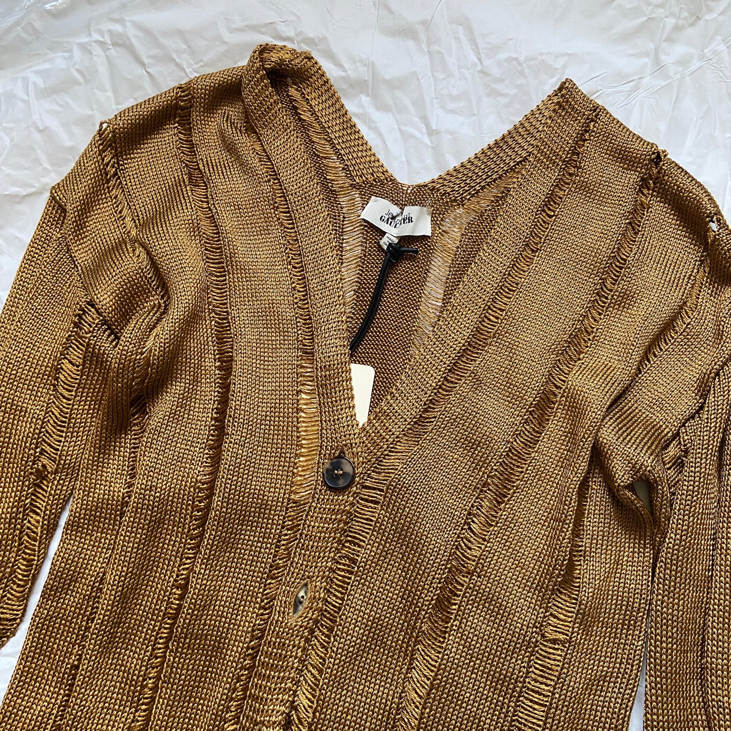 Jean Paul Gaultier gold open knit cardigan XS