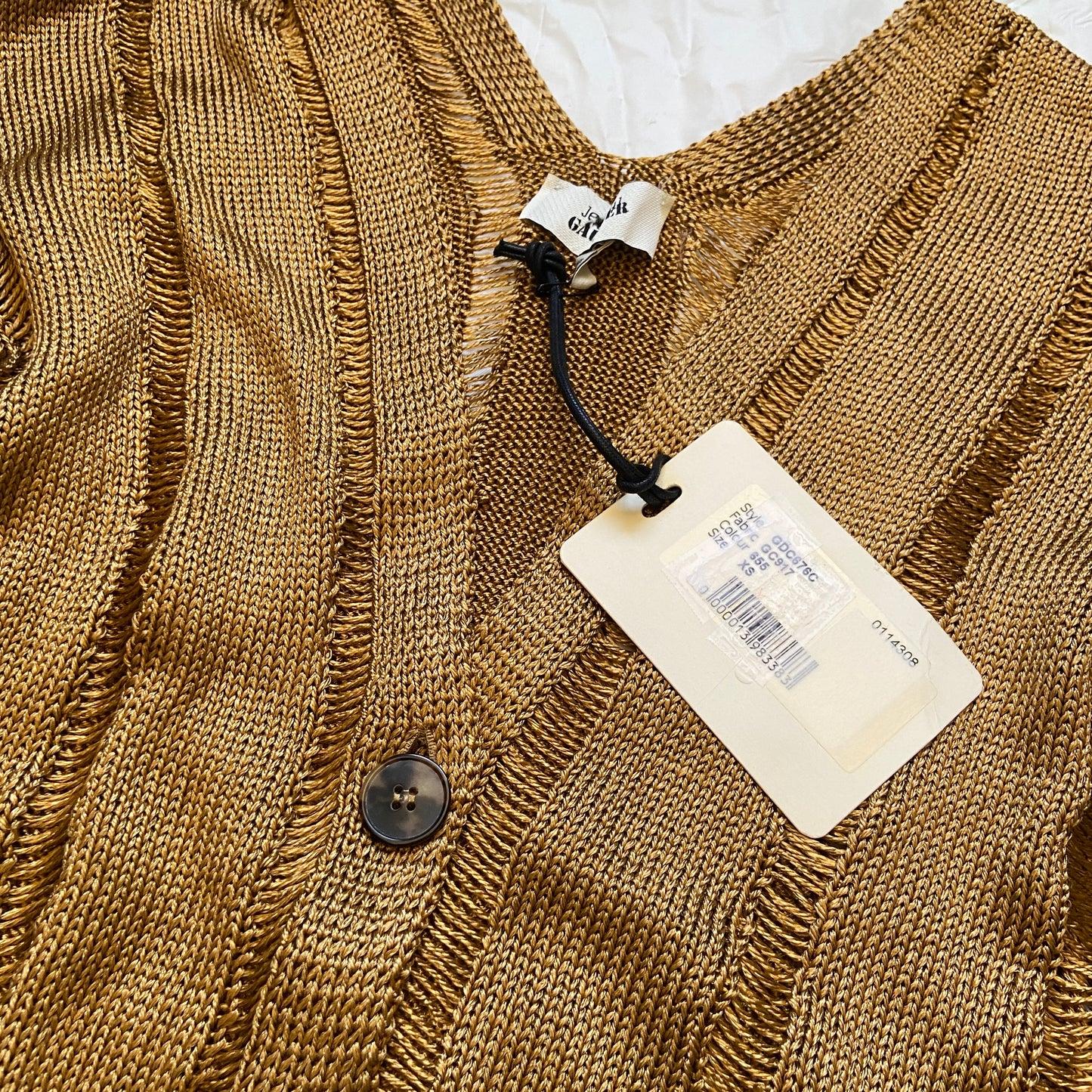 Jean Paul Gaultier gold open knit cardigan XS