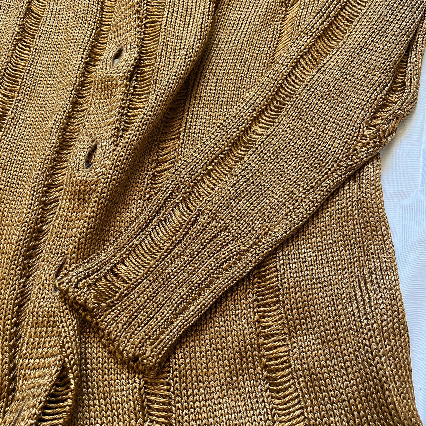 Jean Paul Gaultier gold open knit cardigan XS