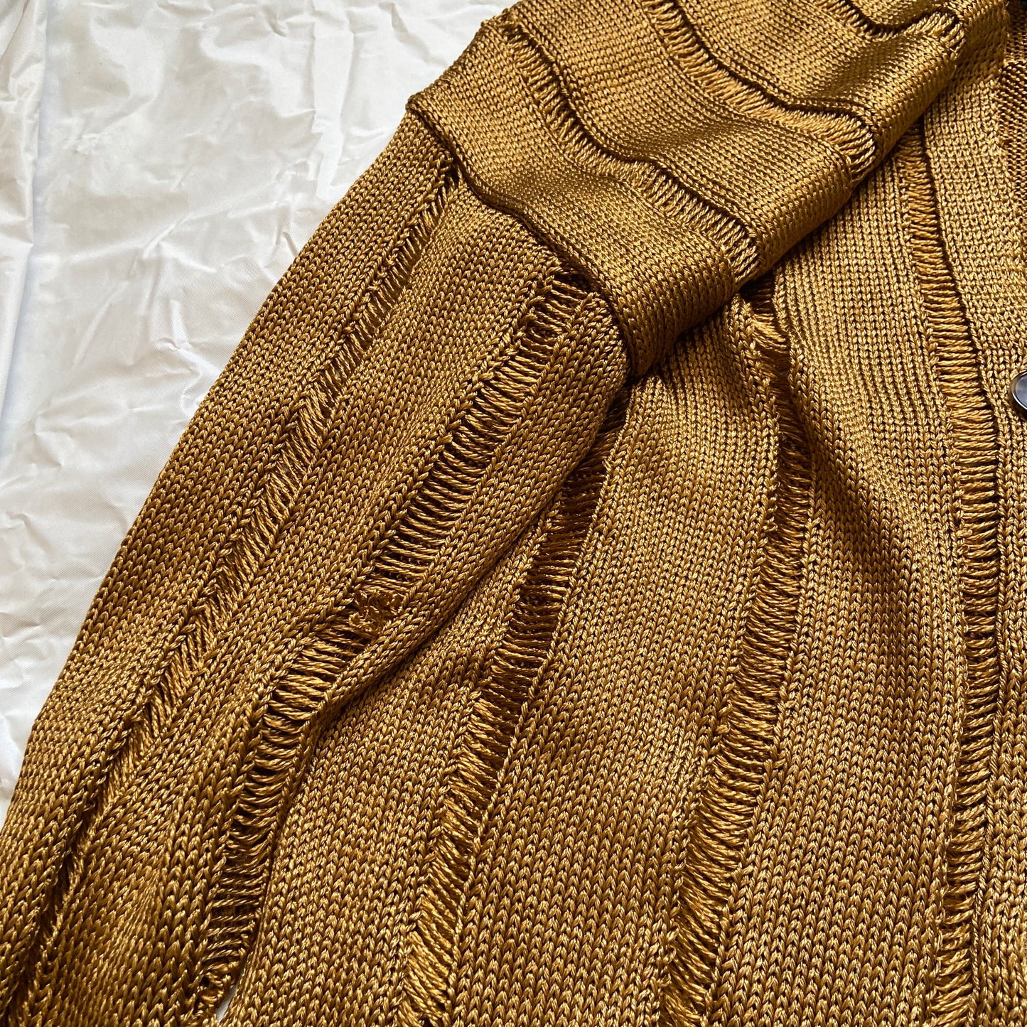 Jean Paul Gaultier gold open knit cardigan XS