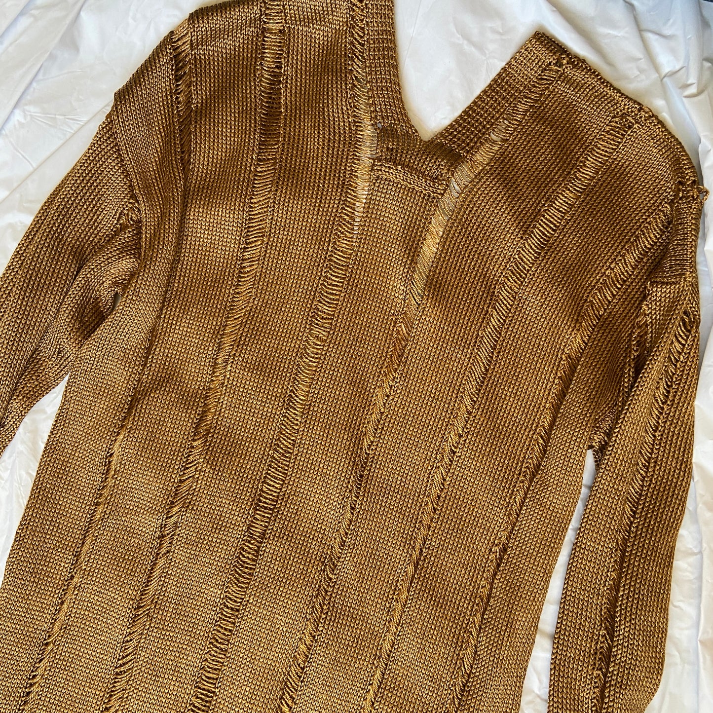 Jean Paul Gaultier gold open knit cardigan XS