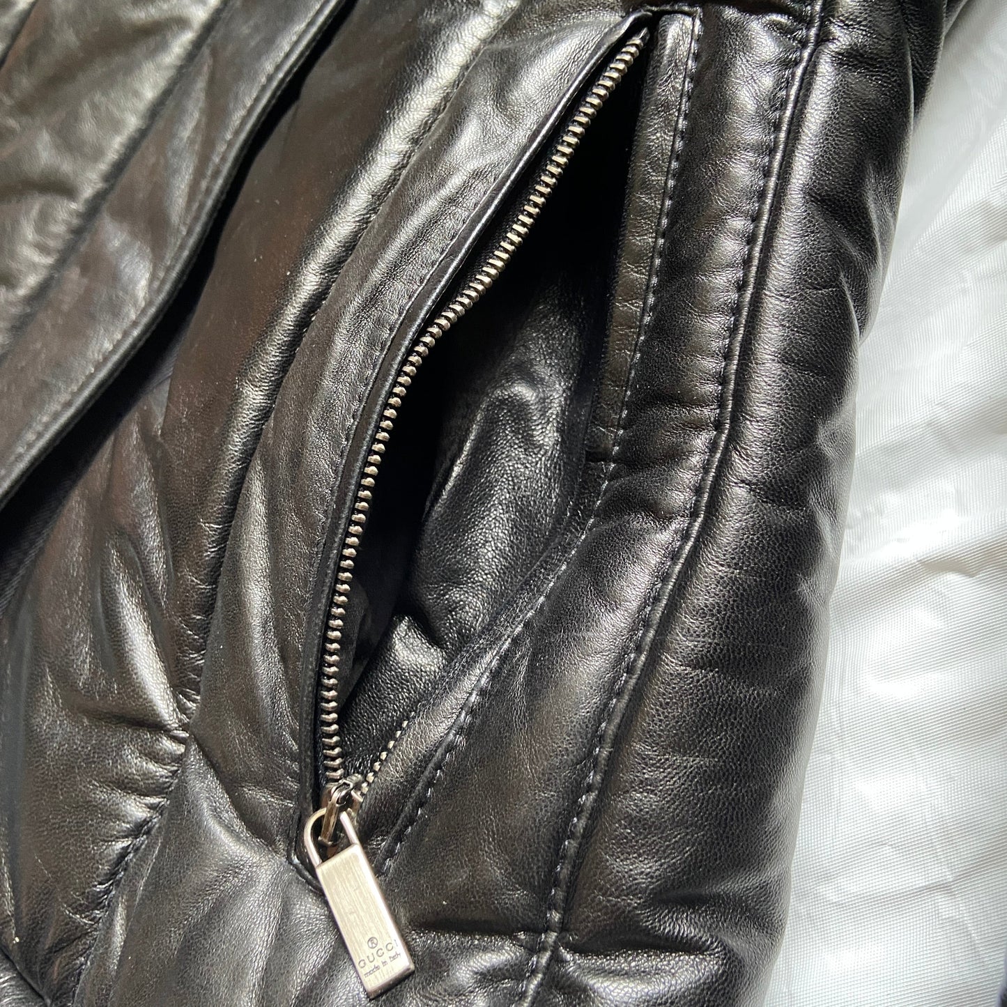 Gucci Fall 1998 Tom Ford Lambskin Leather Quilted Down Puffer Jacket 38