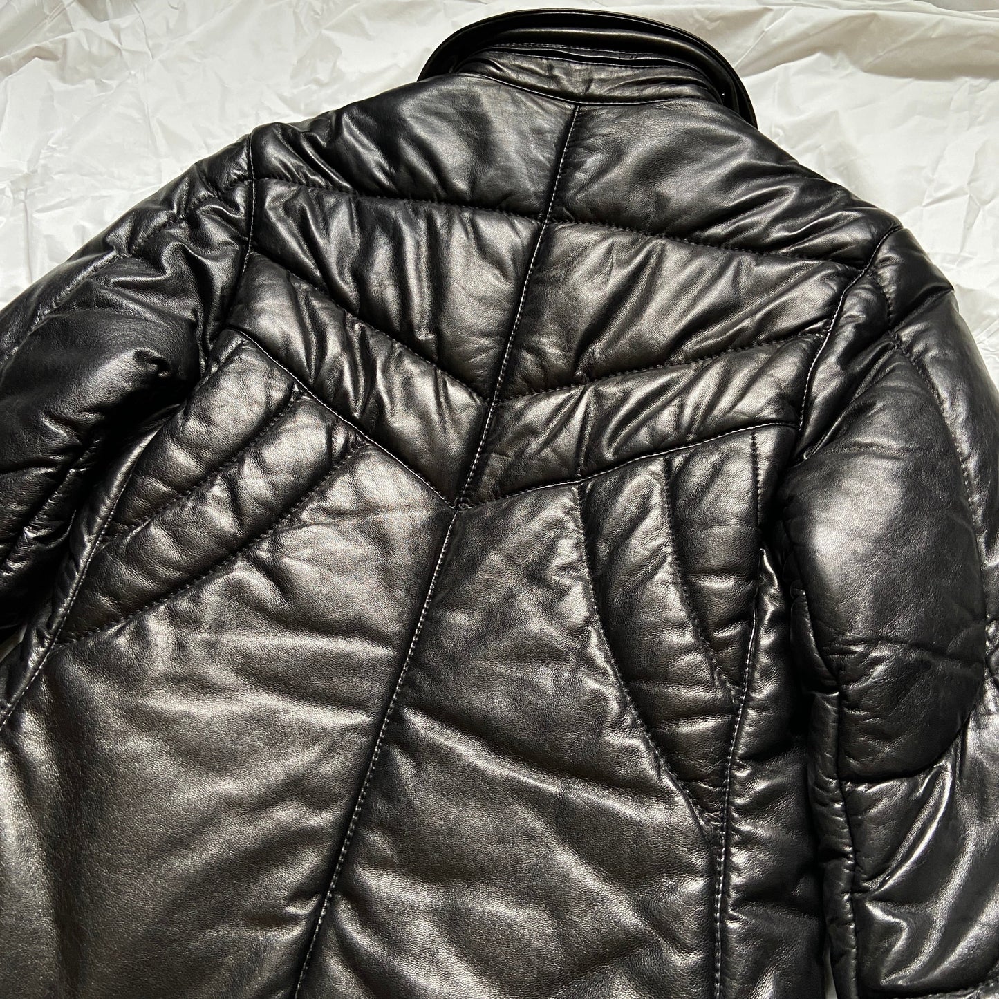 Gucci Fall 1998 Tom Ford Lambskin Leather Quilted Down Puffer Jacket 38