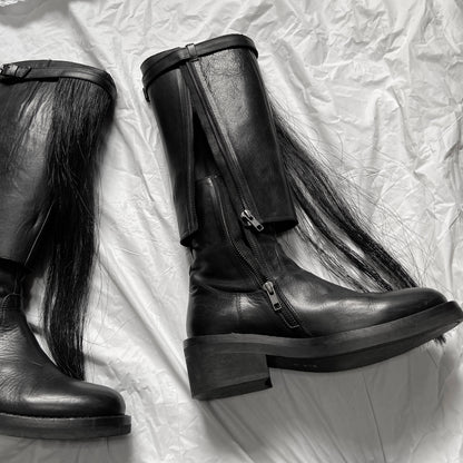 Ann Demeulemeester fall 2011 convertible horse hair belt riding boot