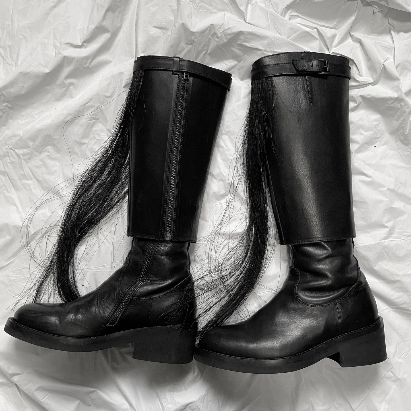 Ann Demeulemeester fall 2011 convertible horse hair belt riding boot