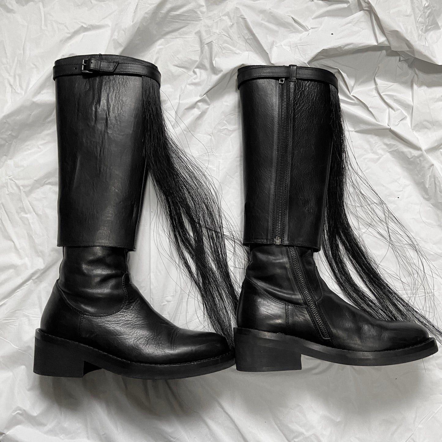 Ann Demeulemeester fall 2011 convertible horse hair belt riding boot