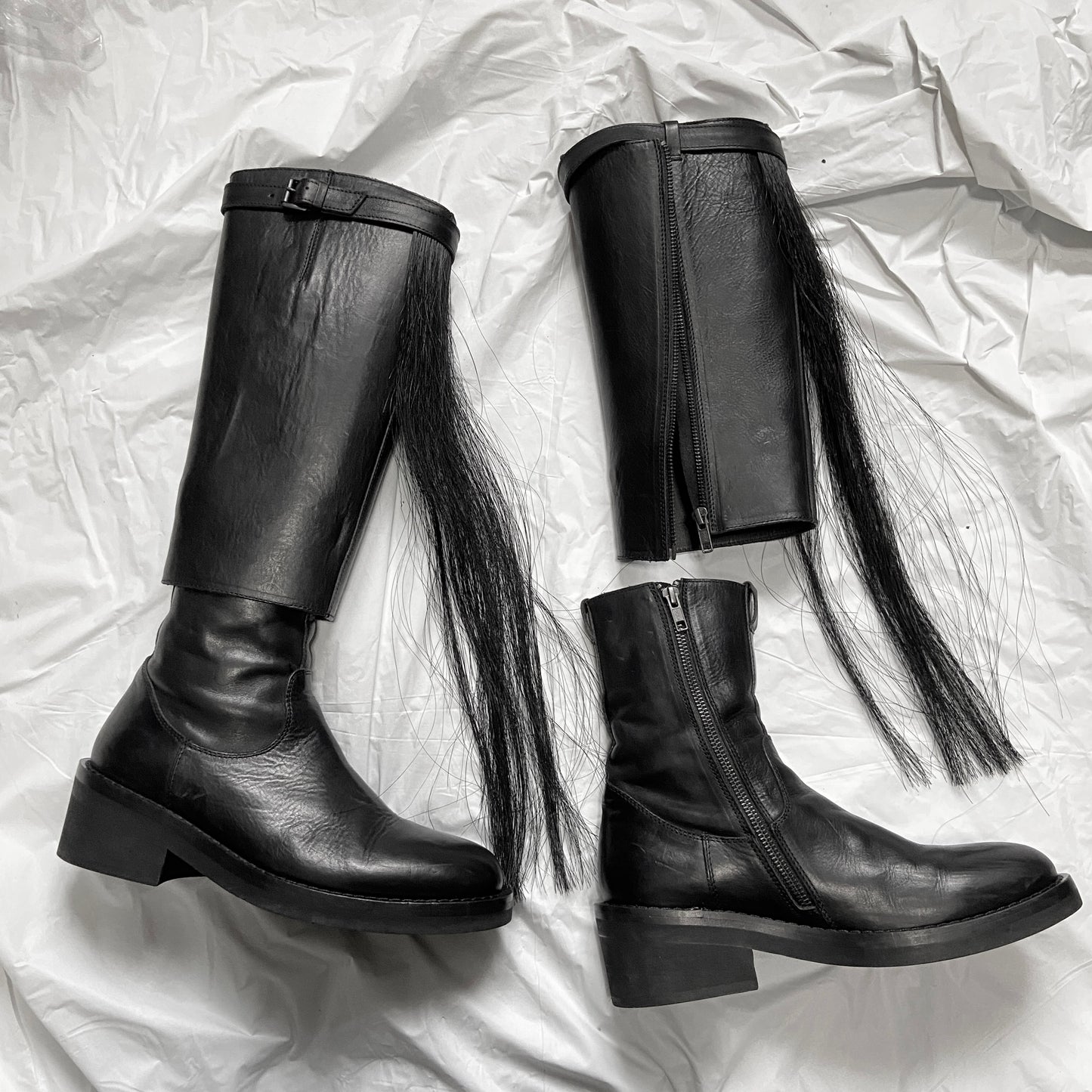 Ann Demeulemeester fall 2011 convertible horse hair belt riding boot