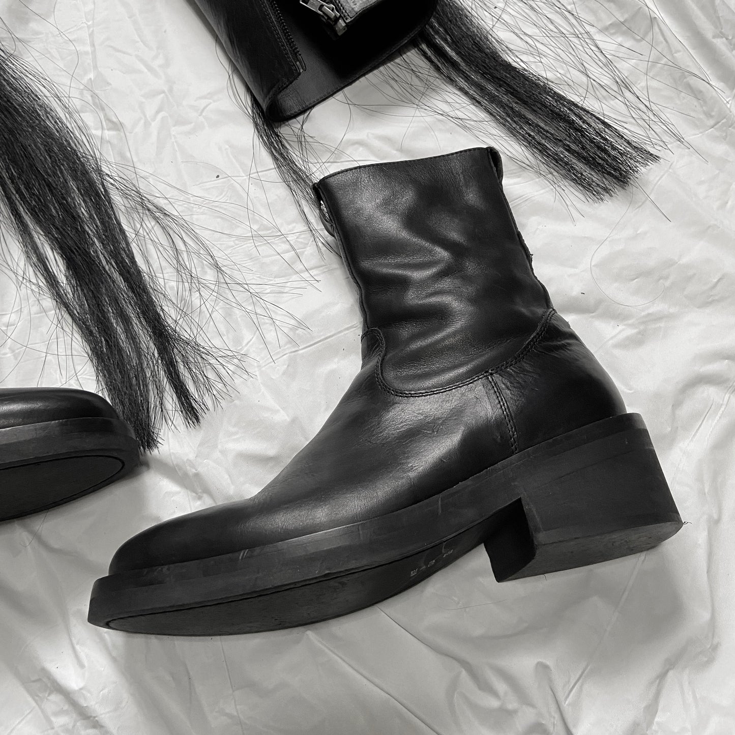 Ann Demeulemeester fall 2011 convertible horse hair belt riding boot