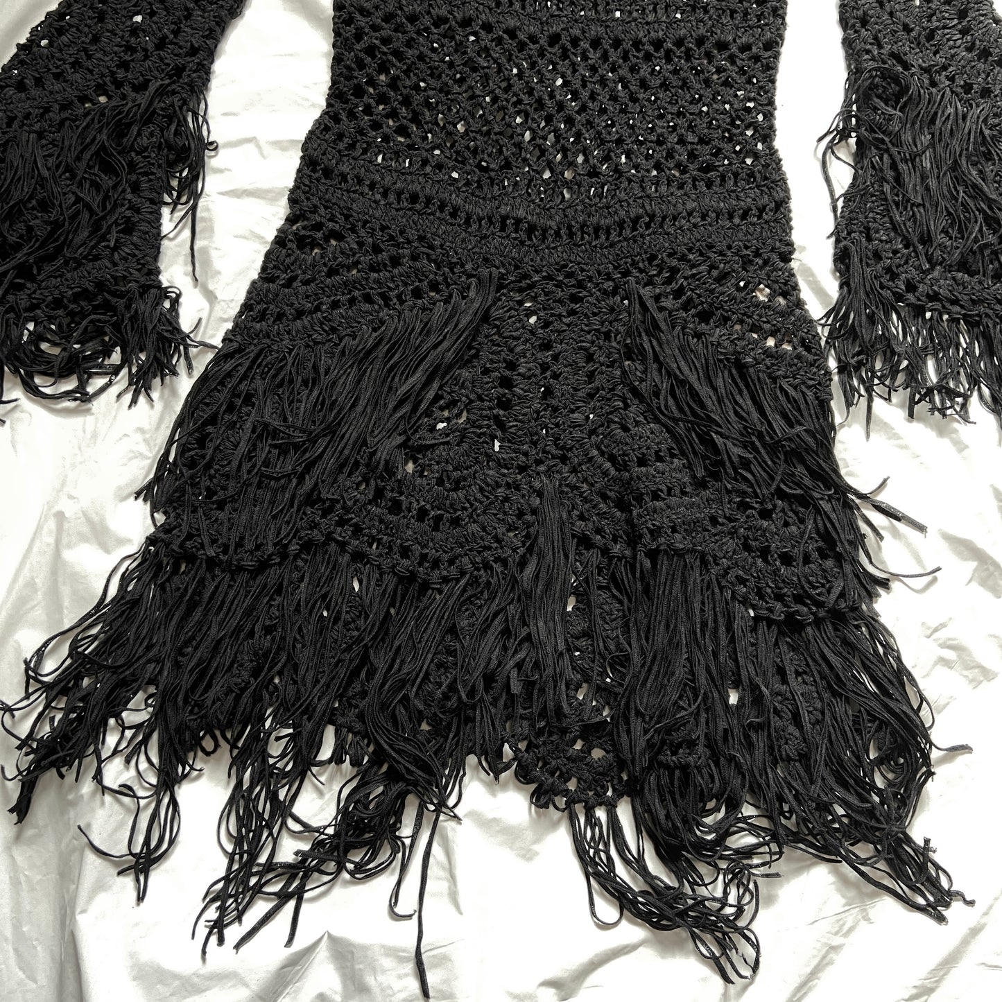 Hysteric glamour punk fringe open knit net dress with pins