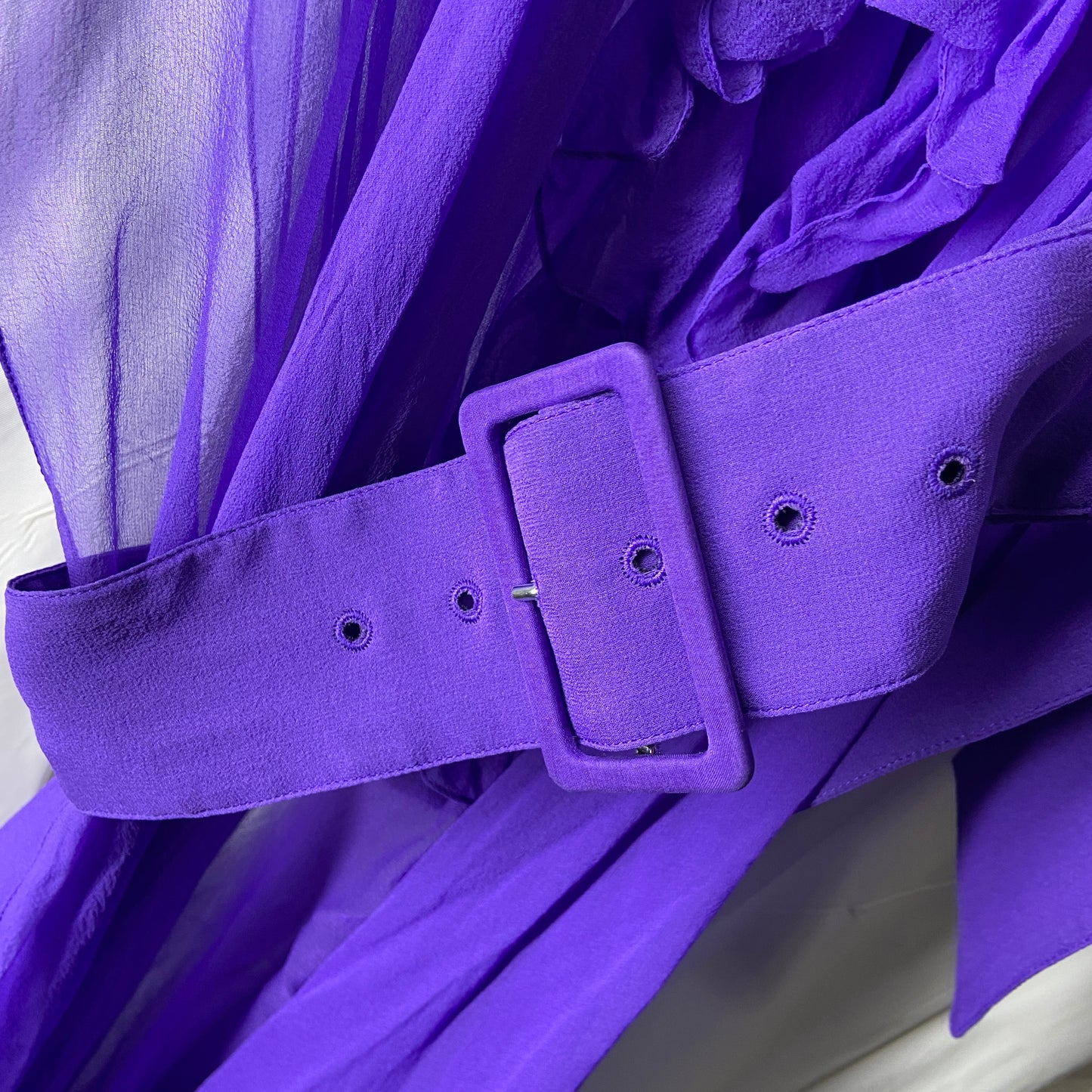 Balenciaga fall 2017 ultra violet belted silk-mousseline dress OS