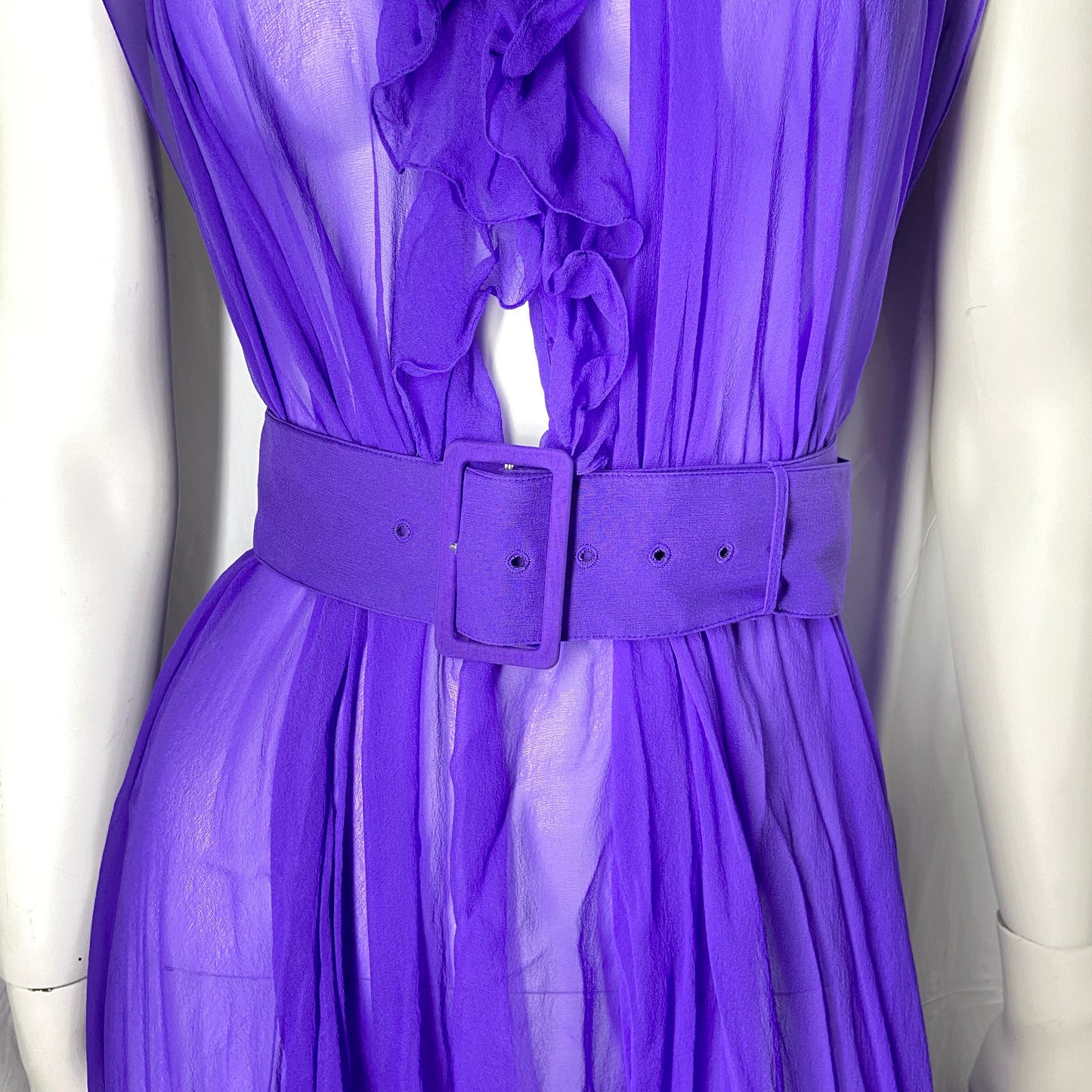 Balenciaga fall 2017 ultra violet belted silk-mousseline dress OS