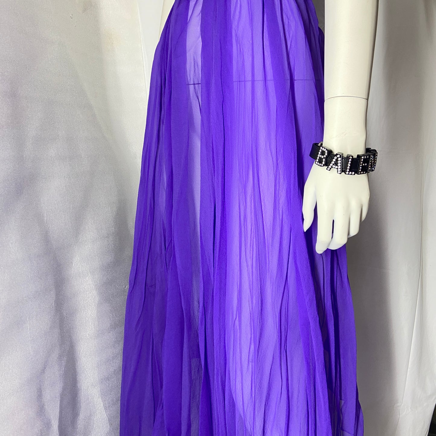 Balenciaga fall 2017 ultra violet belted silk-mousseline dress OS