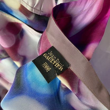 Jean paul gaultier backless purple sparkle lingerie silk wrap dress 38