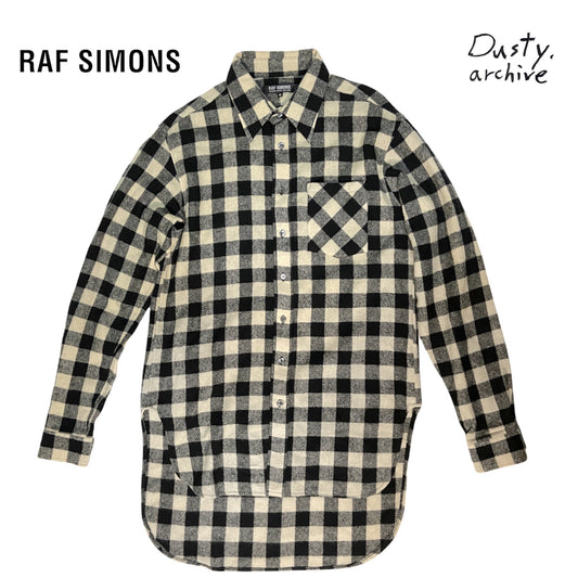 Raf simons fw04 waves wool blend flannel shirt 48